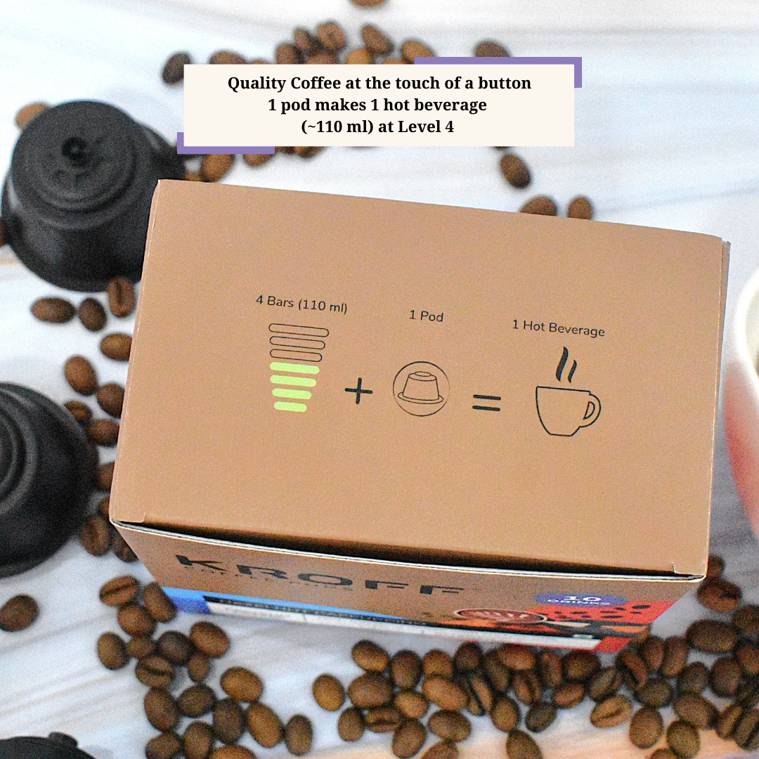 KROFF Hazelnut Cappuccino Coffee Pods | Rich Hazelnut Coffee with Creamy milk | 10 Pods Per Box | Dolce Gusto Compatible