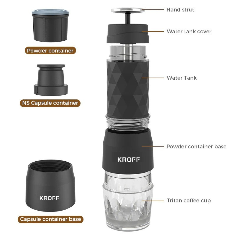 2-in-1 Manual Portable Espresso Coffee Maker