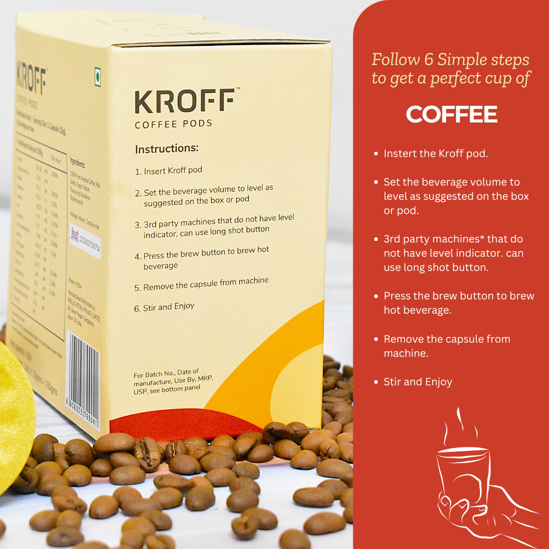 KROFF Butterscotch Cappuccino Coffee Pods | Sweet Caramel Coffee with Creamy Milk | 10 Pods Per Box | Dolce Gusto Compatible