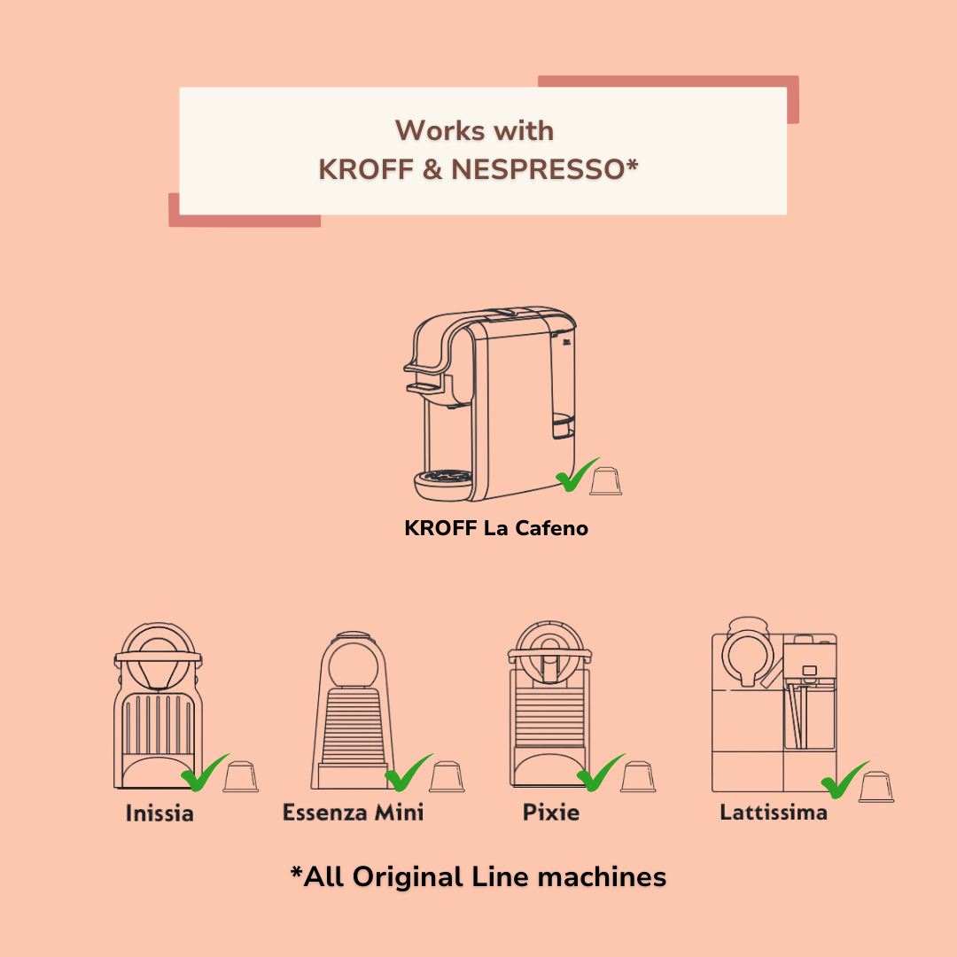 KROFF Bourbon Coffee Capsules | Arabica Medium Roast | Whiskey Barrel Aged | Winy Berry Fruity Taste Notes | 10 Pods Per Box | Nespresso Compatible Coffee Pods