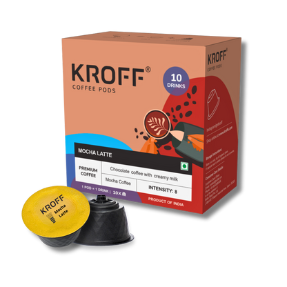 KROFF Mocha Latte Coffee Pods | Dolce Gusto Compatible | Chocolate Coffee Blend with Creamy Milk | 10 Pods Per Box