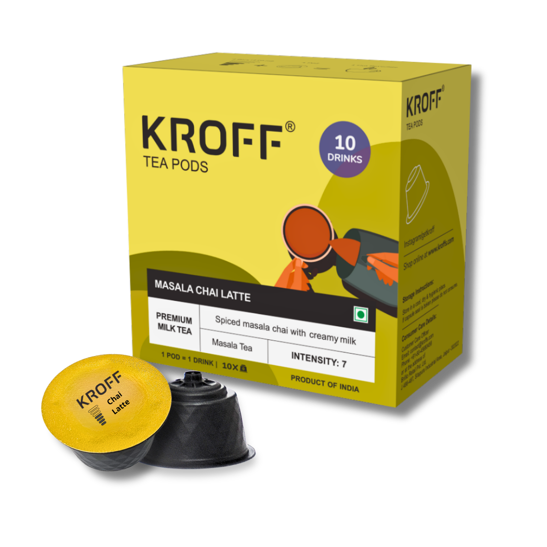 KROFF Masala Chai Latte Tea Pods | Dolce Gusto Compatible | Spiced Masala Tea Blend with Creamy Milk | 10 Pods Per Box