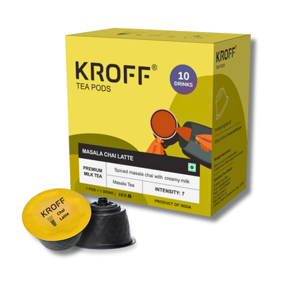 KROFF Masala Chai Latte Tea Pods | Dolce Gusto Compatible | Spiced Masala Tea Blend with Creamy Milk | 10 Pods Per Box