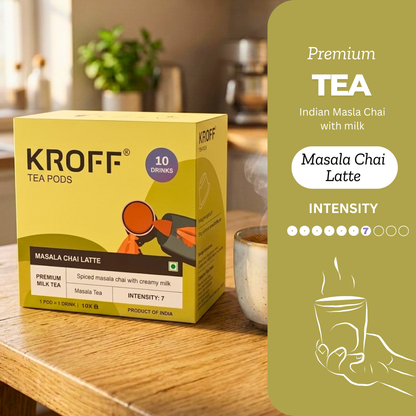 KROFF Masala Chai Latte Tea Pods | Dolce Gusto Compatible | Spiced Masala Tea Blend with Creamy Milk | 10 Pods Per Box