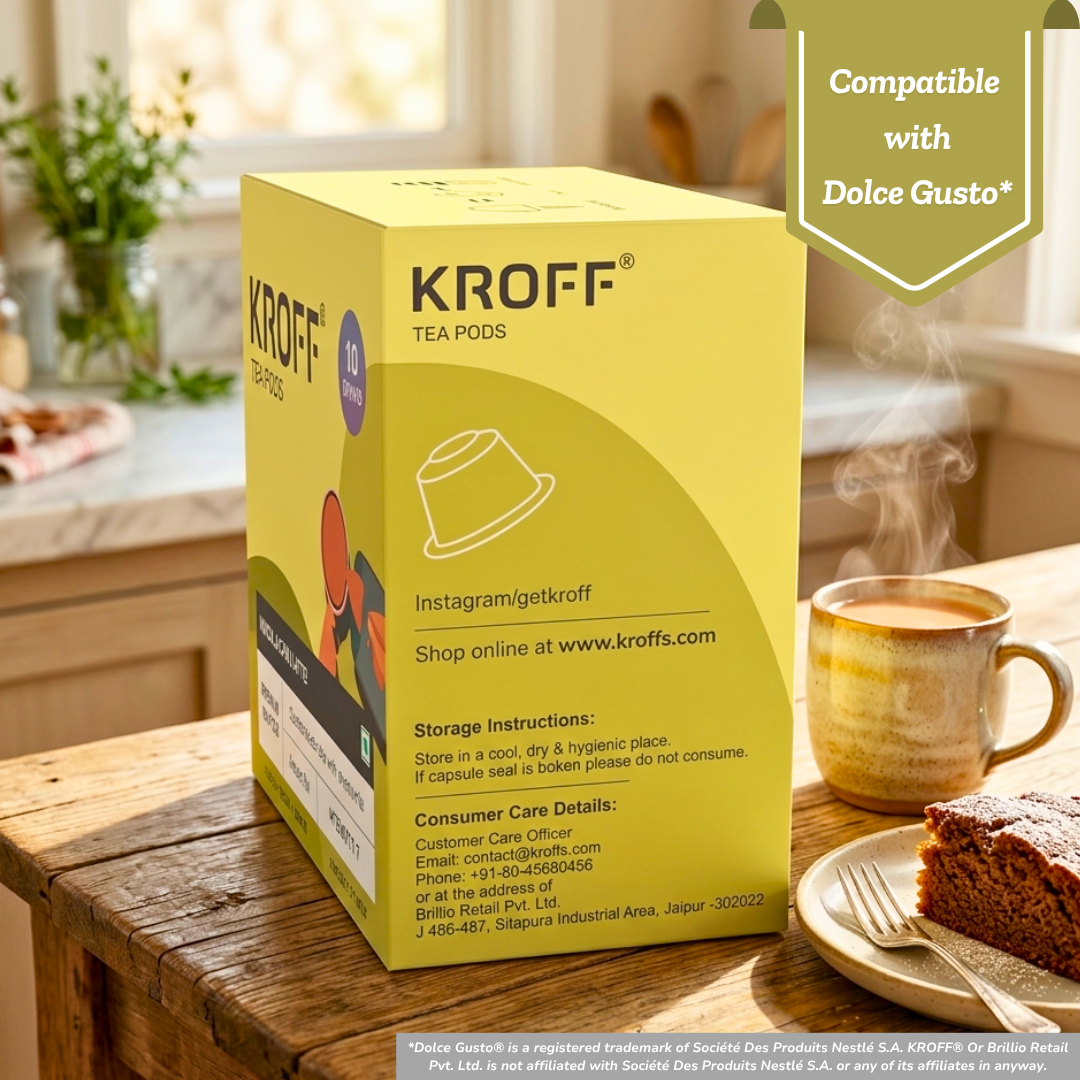 KROFF Masala Chai Latte Tea Pods | Dolce Gusto Compatible | Spiced Masala Tea Blend with Creamy Milk | 10 Pods Per Box