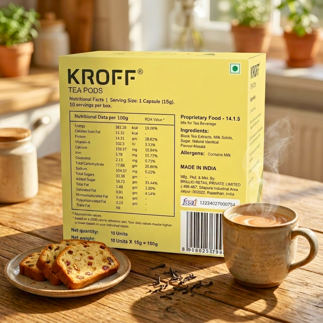 KROFF Masala Chai Latte Tea Pods | Dolce Gusto Compatible | Spiced Masala Tea Blend with Creamy Milk | 10 Pods Per Box