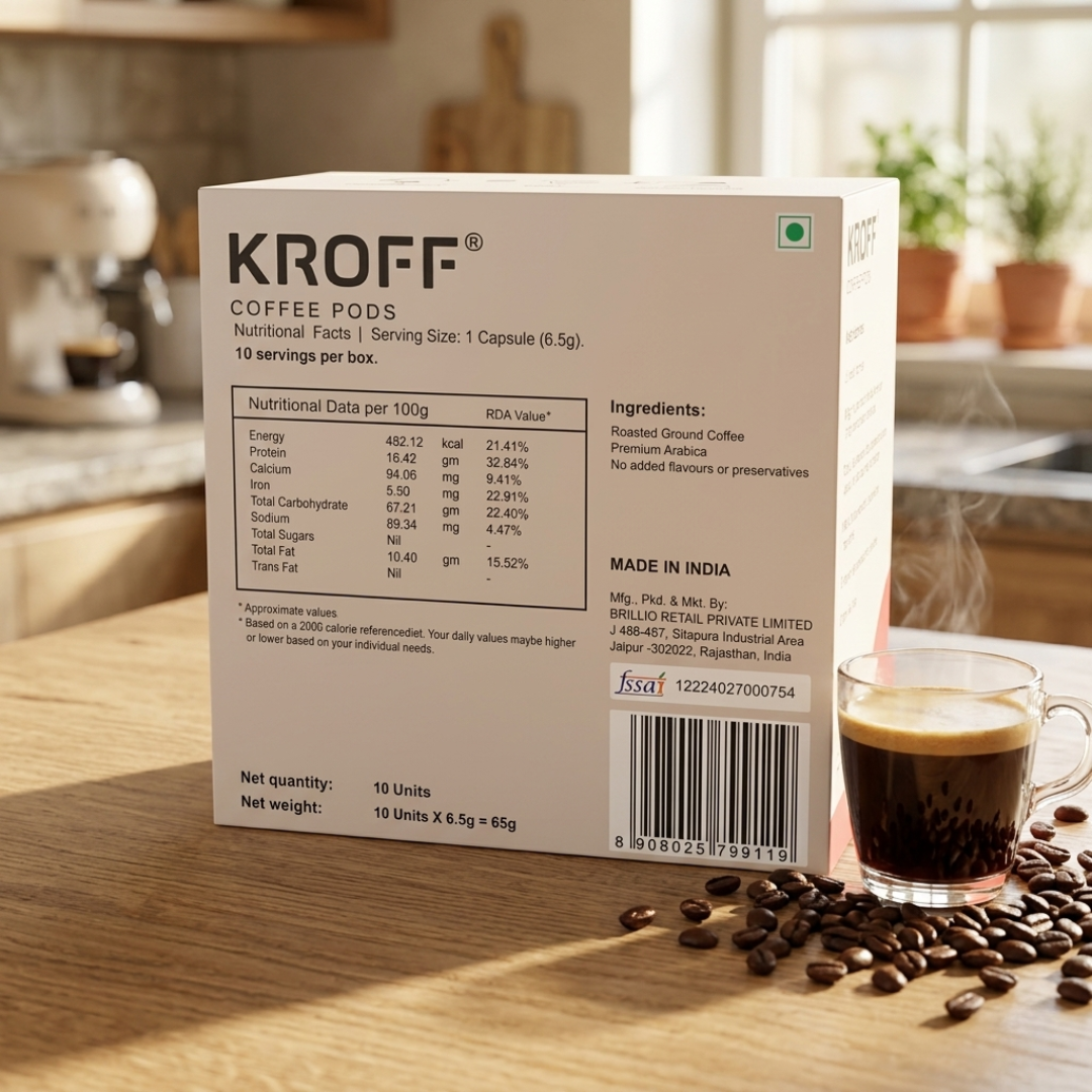 KROFF Espresso Coffee Pods | Dolce Gusto Compatible | Smooth Espresso - Pure Arabica Ground Coffee | 10 Pods Per Box