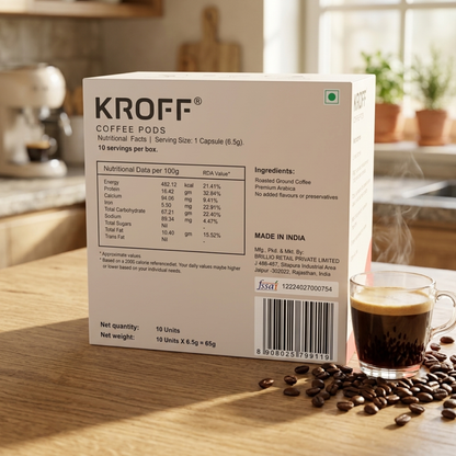 KROFF Espresso Coffee Pods | Dolce Gusto Compatible | Smooth Espresso - Pure Arabica Ground Coffee | 10 Pods Per Box