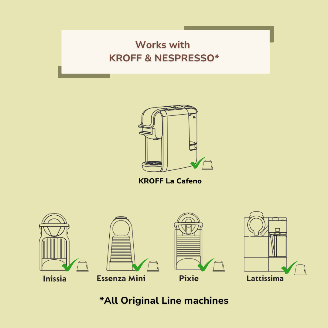 KROFF Baarbara Coffee Capsules | Medium Dark Arabica Roast | Remarkable Taste | 10 Pods Per Box | Nespresso Compatible Coffee Pods