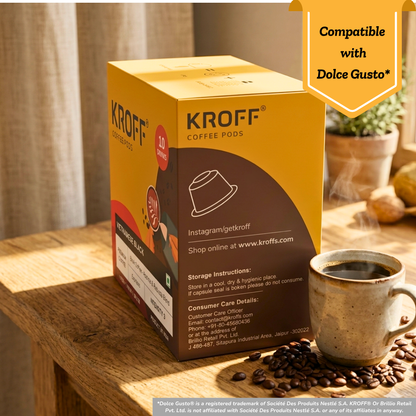 KROFF Vietnamese Black Coffee Pods | Dolce Gusto Compatible | Espresso - Medium Dark Arabica Robusta Blend Roast | 10 Pods Per Box